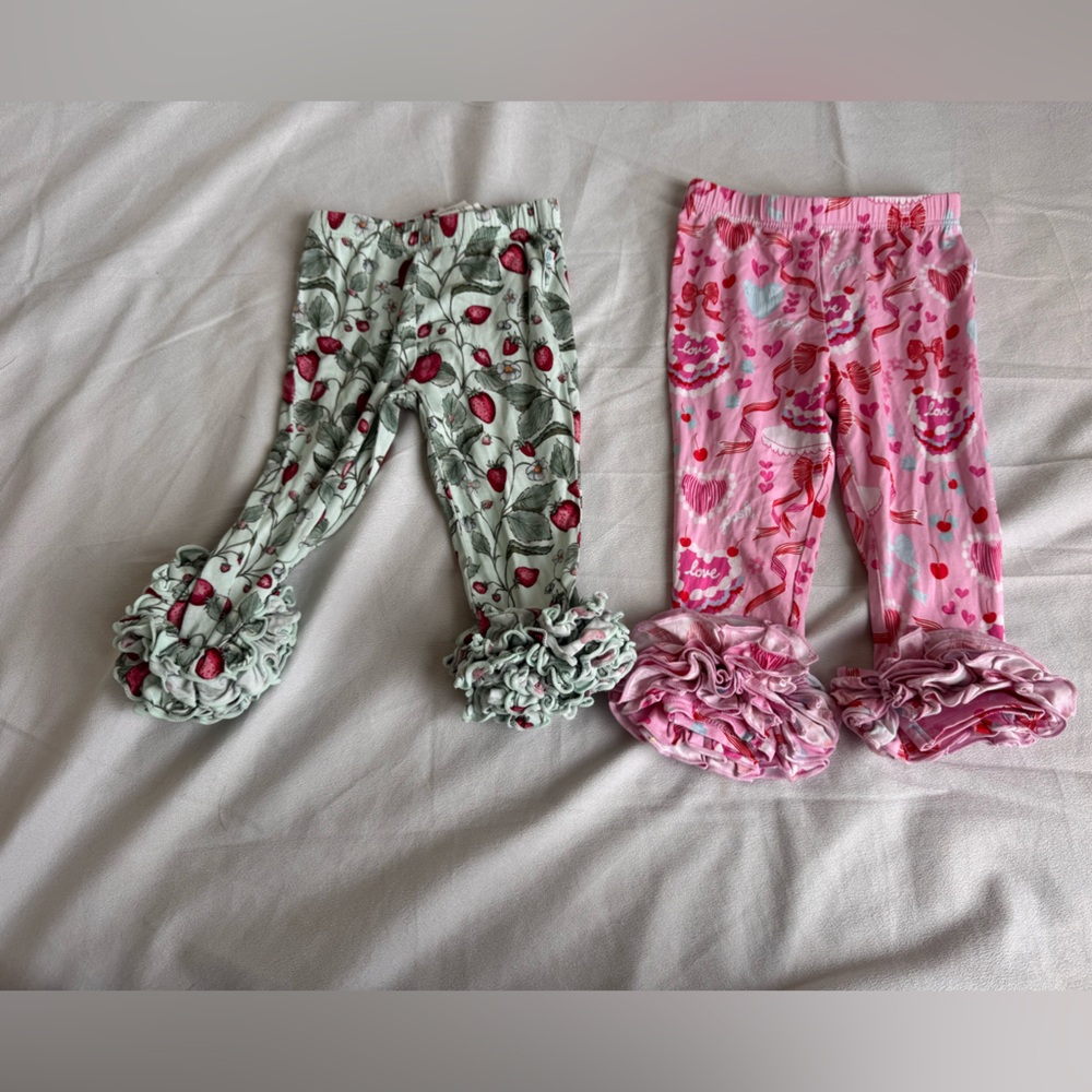 Posh Peanut Cha‎ Cha Pants Set of 2 Girls 6-12 mo Strawberry Love Ruffle